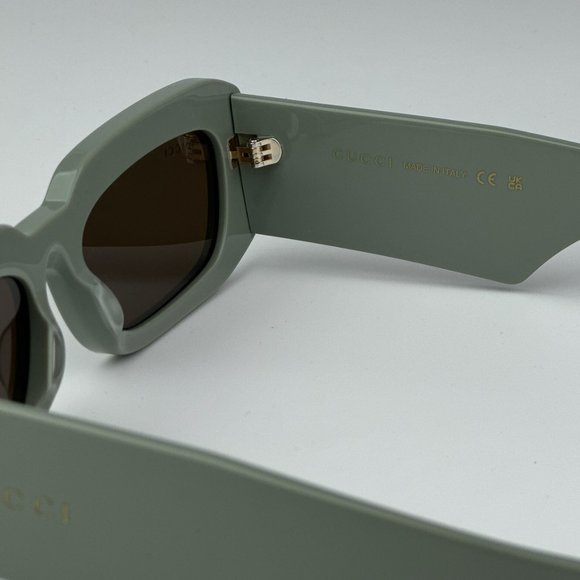 Gucci GG1426S 004 BRAND NEW Sunglasses Solid Sage Brown Unisex Rectangle main image 5